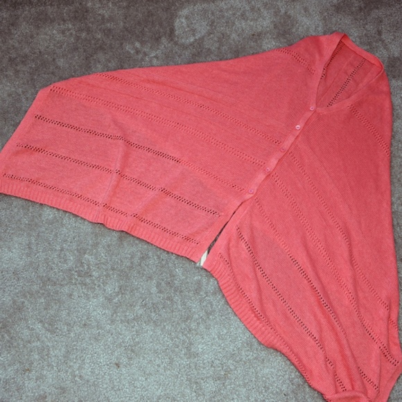 NWT 27 Miles Revolve Crop Poncho Apricot Cardigan - Picture 5 of 7